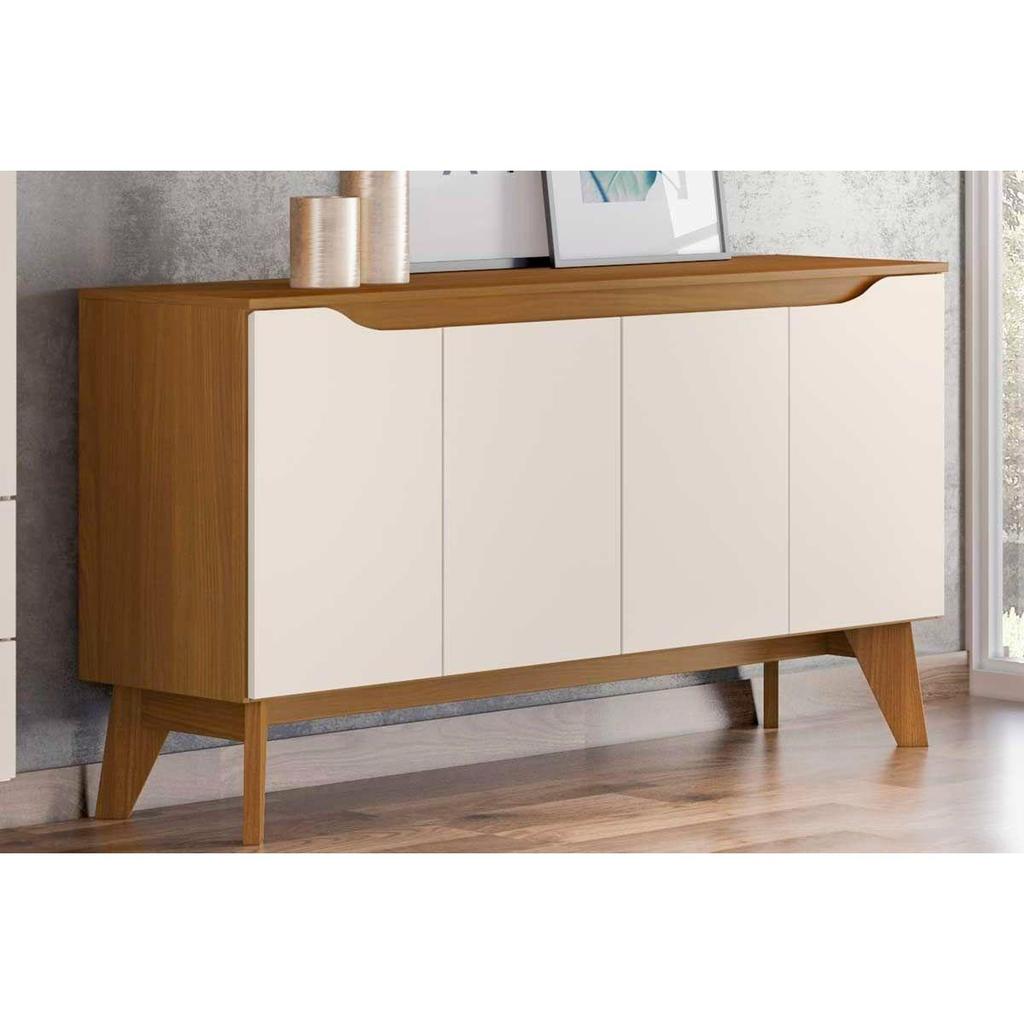 Buffet de Sala Jantar Quartzo 4 Portas Nature/Off White - Henn em Oferta na Shopee