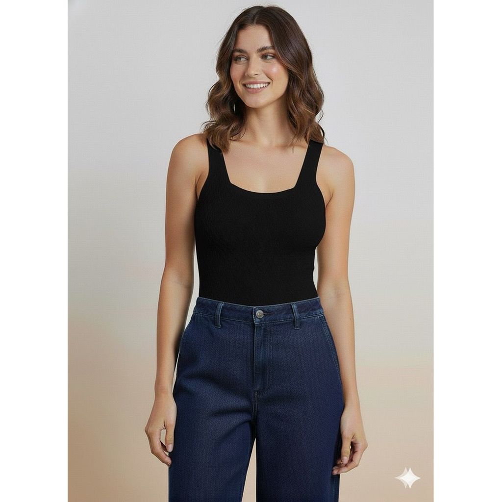 Body Tricô Feminino Modal Básica Tricot Decote Quadrado em Oferta na Shopee