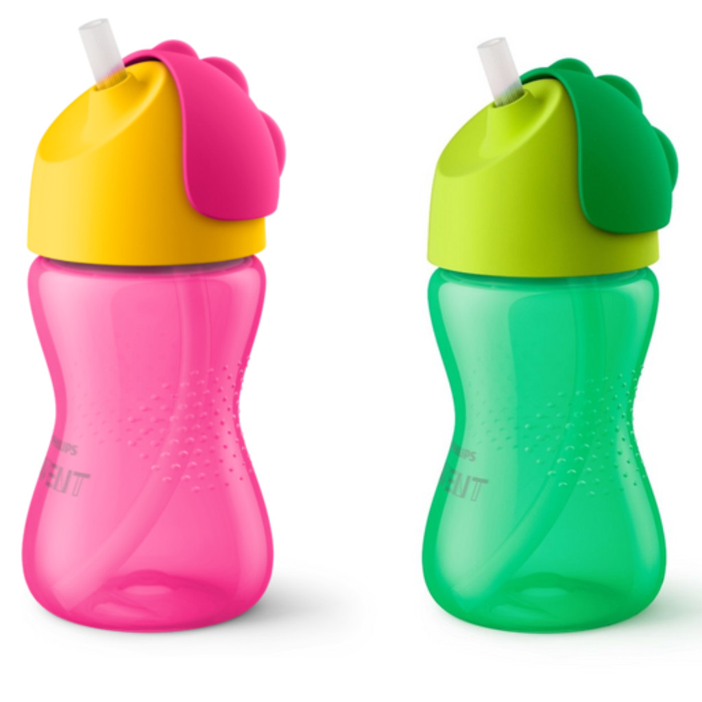 Copo De Treinamento Transição Bebê Dinossauro Com Canudo Curvado 300ml 12m+ Philips Avent