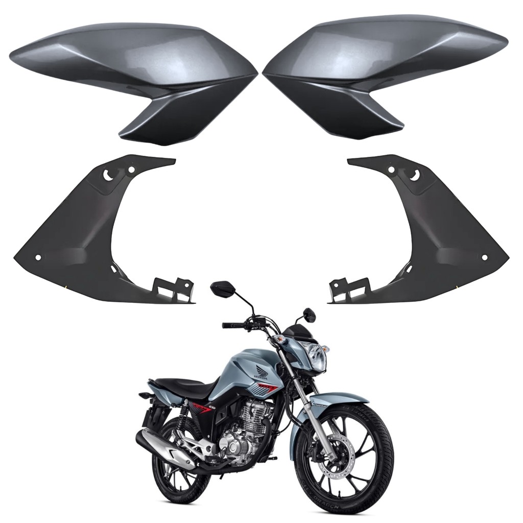 KIT ABA ASA TANQUE ALETA + ABA INTERNO HONDA CG FAN 160 2016-2021 PRATA IBIUNA PARAMOTOS HONDA