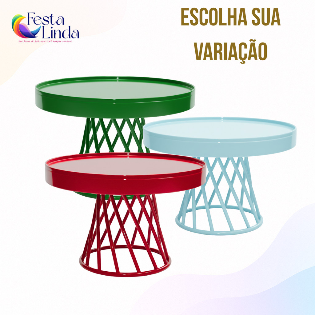 Boleira Roma Spiral 23cm com Pé Estilo Aramado – Diversas Cores – Festplastik em Oferta na Shopee