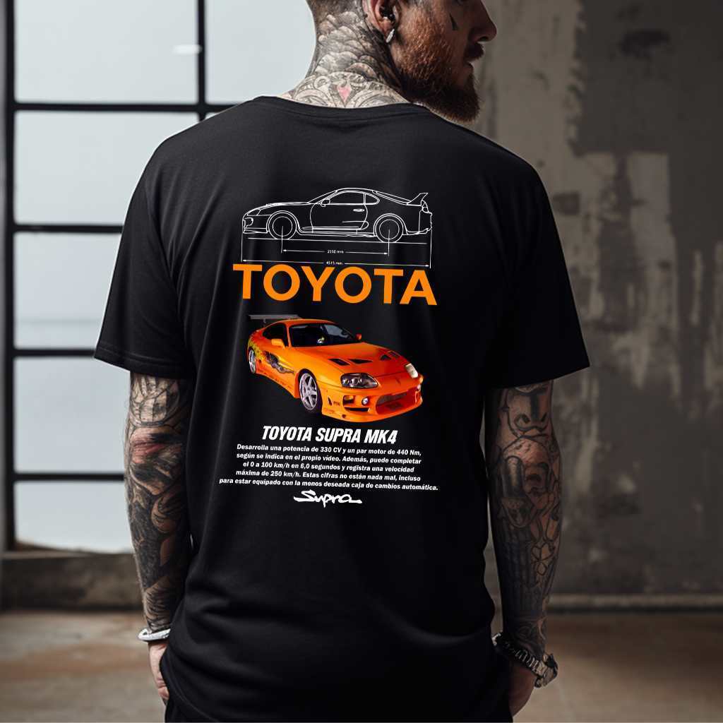 Camiseta Carros Toyota Supra MK4 Camisa preta algodão premium envio imediato
