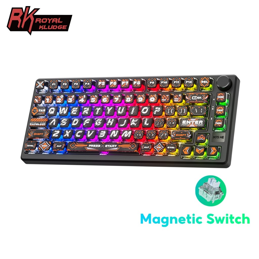 RK Royal Kludge RKM75 HE 8000Hz 8K Latência Ultrabaixa Com Teclado Mecânico Para Jogos Interruptor Magnético