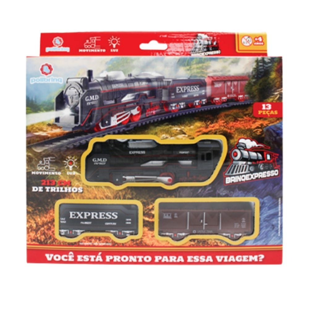 PISTA FERRORAMA COMPLETA COM TREM VINTAGE 213CM - POLIBRINQ