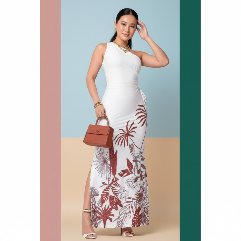 Vestido Longo Feminino com Alça Regulável e Fenda Estilo Praia Chic Praia