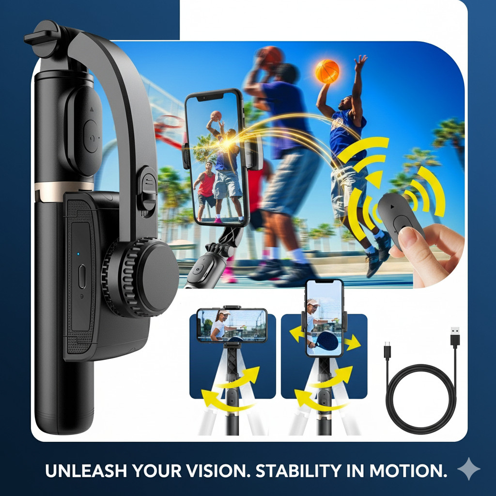 Gimbal Estabilizador Celular Pau de Selfie Profissional Suporte para Gravação Smartphone Tripé Fotos
