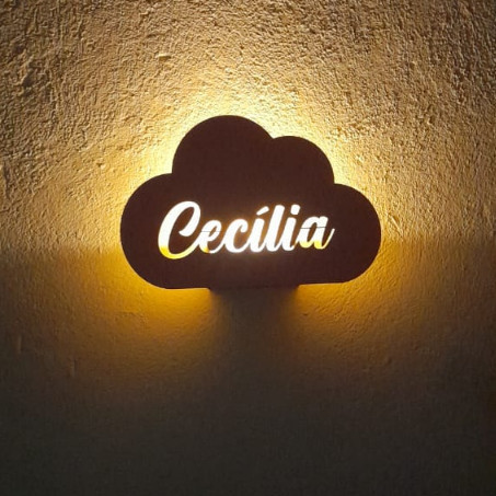 Luminária Nuvem Personalizada com Nome Abajur Luminoso e Decorativo para Quarto Infantil