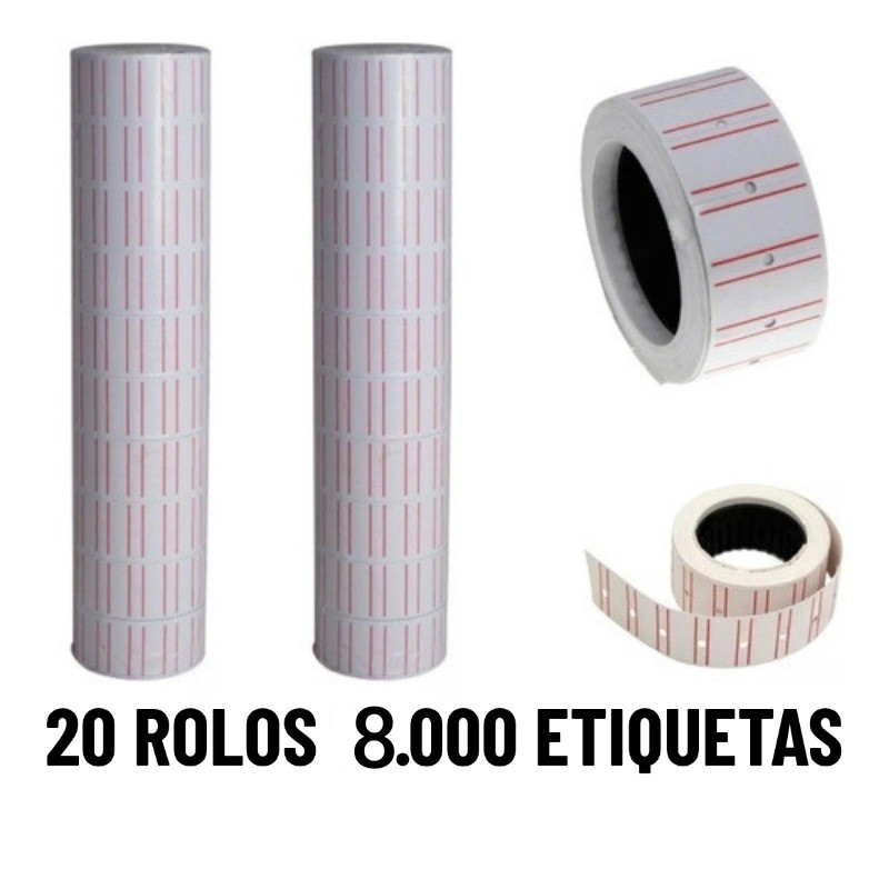 20/50/100 Rolos De Etiquetas P/ Etiquetadora Manual De Preço Mx5500 em Oferta na Shopee