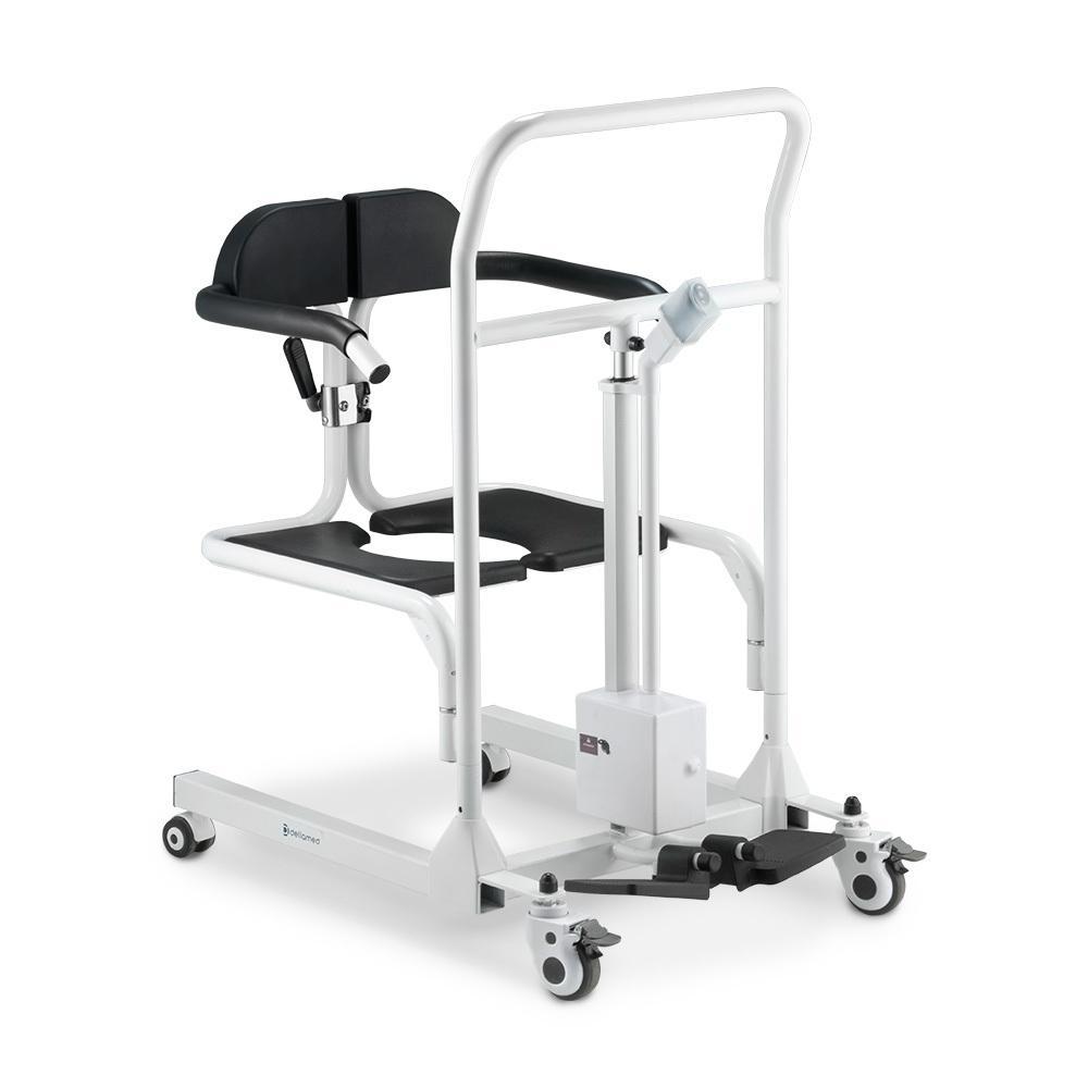 Cadeira de Transferência Dellamed Multiuso com Elevação Eletrônica até 135 Kg Assento 48,5cm Branco e Preto D80 em Oferta na Shopee