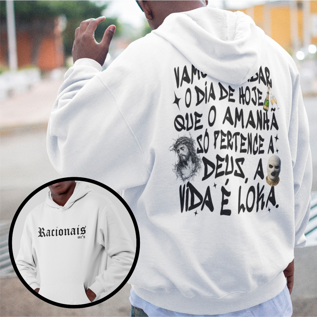 Moletom Racionais MC's Frase Musica Vida Loka Blusa De Frio Streetwear Casaco HipHop Mano Brown Rap