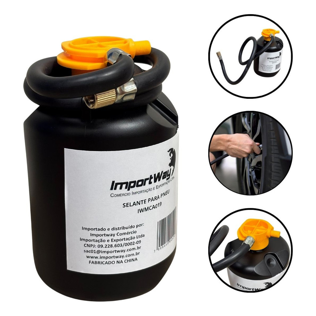 Selante De Pneu Automotivo 450mL Reparo De Emergência Que Veda Furos Rapidamente