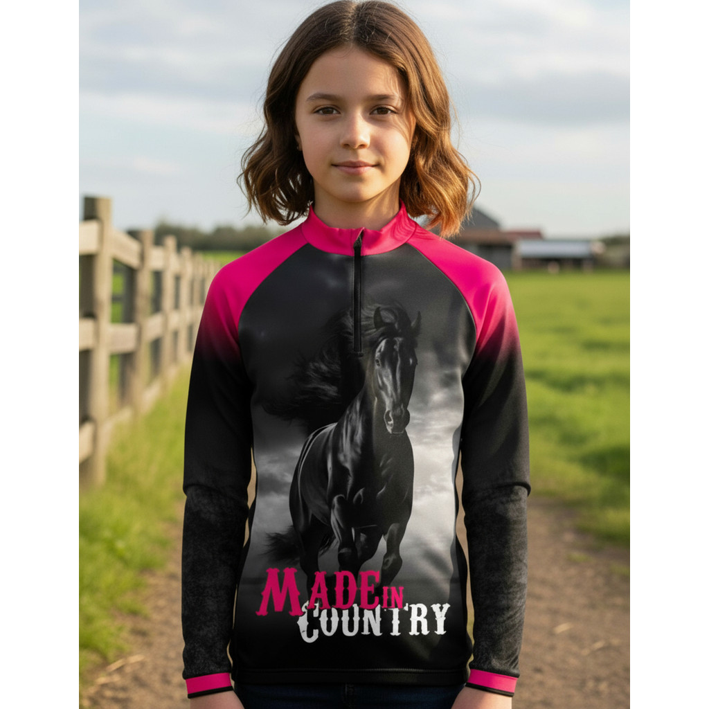 Camisa Infantil Cavalo Cavalgada Country Agro Manga Longa em Oferta na Shopee