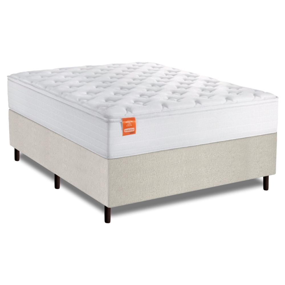Cama Box Colchão Casal King Molas Ensacadas Real 193x203x65cm Linho Branco Inducol em Oferta na Shopee