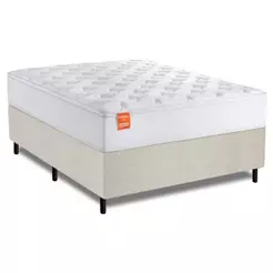 Cama Box Colchão Casal King Molas Ensacadas Real 193x203x65cm Linho Branco Inducol
