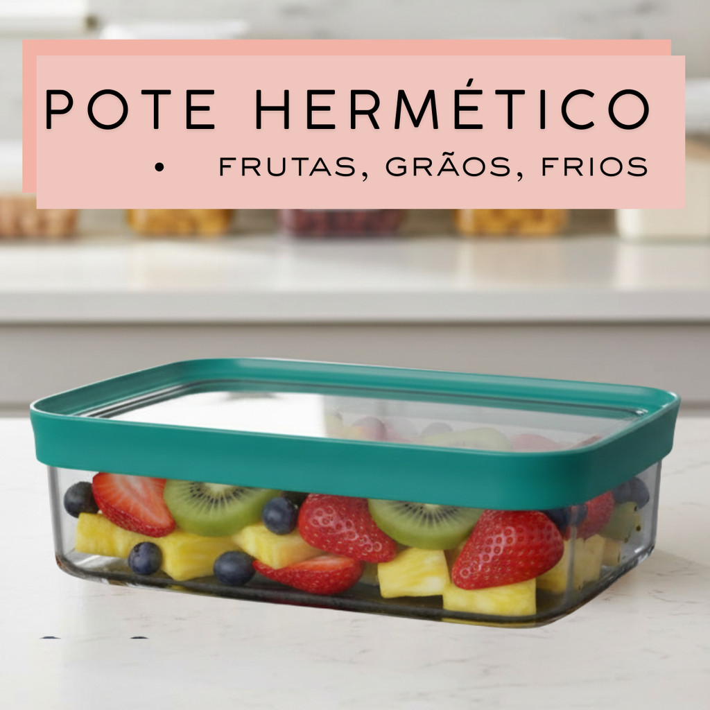 Pote Porta Frios Lanche Fruta Hermético 1,1L Cor Verde Menta