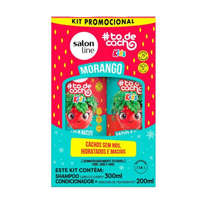 Kit Shampoo Salon line #Todecacho Kids Morango 300ml + Condicionador Salon line Morango 200ml em Oferta na Shopee