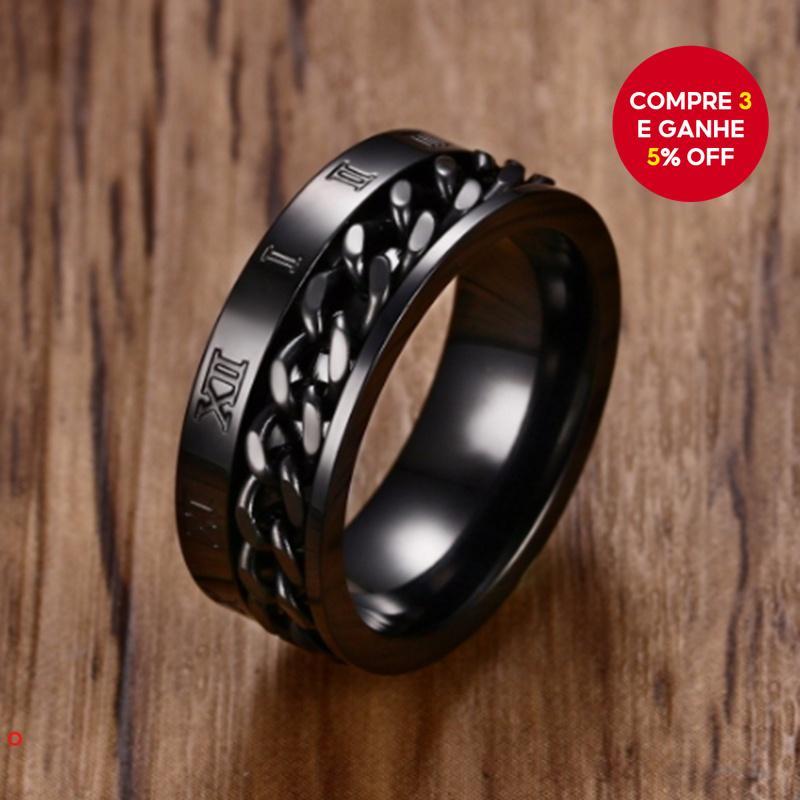 Imagem Anel De Corrente Giratório De Aço Inoxidável De 8 Mm , Pulseira De Meditação Com Numerais Romanos , Joias Masculinas