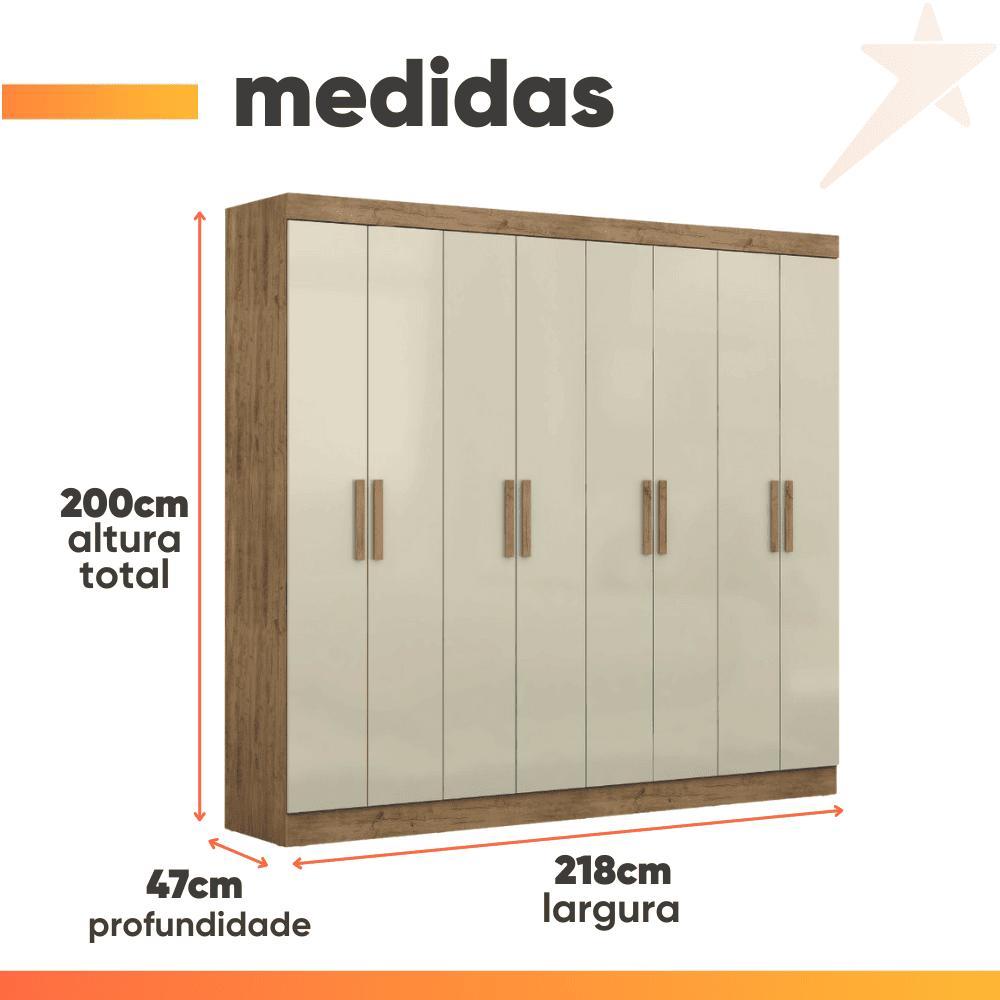 Detalhes do Guarda Roupas Casal 8 Portas 4 Gavetas Prime Maxel