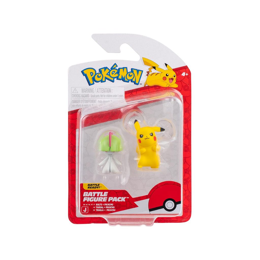 2 Bonecos De Batalha Ralts e Pikachu - Pokémon