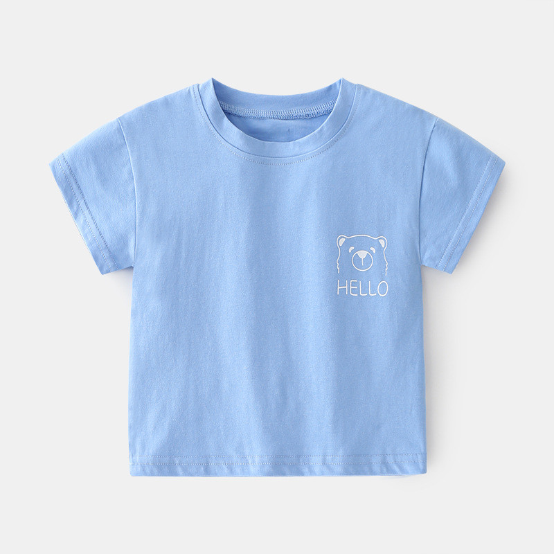 Crianças de manga curta Lycra algodão camiseta 0-3 anos de idade meninos meninas bebê meia manga Ultra-fino topos bebê c