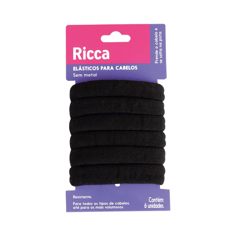 Elástico Ricca Grosso Black 6 Unidades em Oferta na Shopee