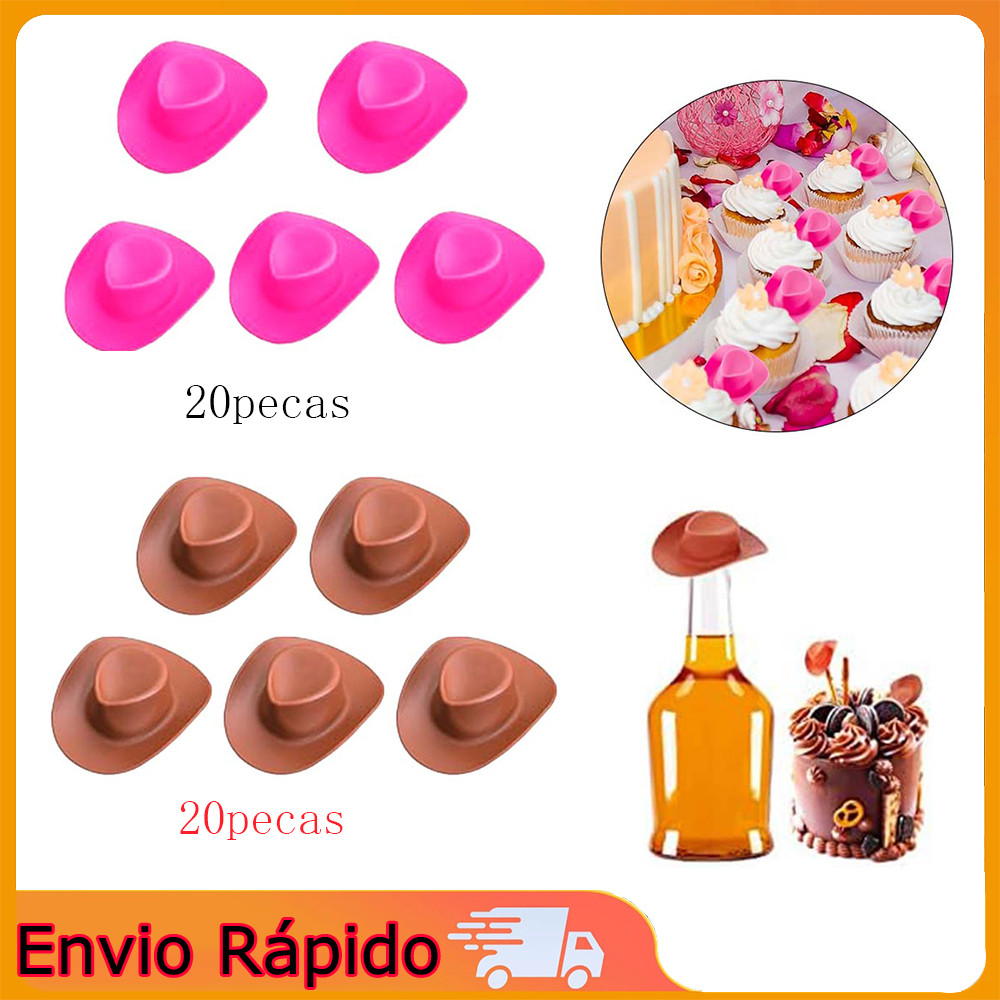 Mini chapéu decorativo pequeno chapéu de cowboy mini chapéu de cowboy 20 Material plástico rosa vermelho marrom