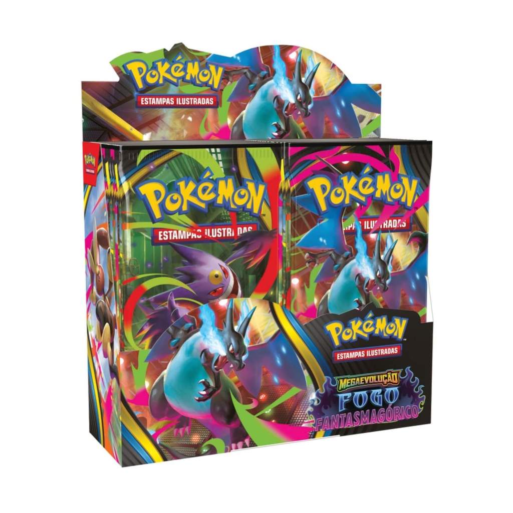 Booster Box Pokemon Megaevolução Fogo Fantasmagórico com 36 Boosters Copag - 35671 em Oferta na Shopee