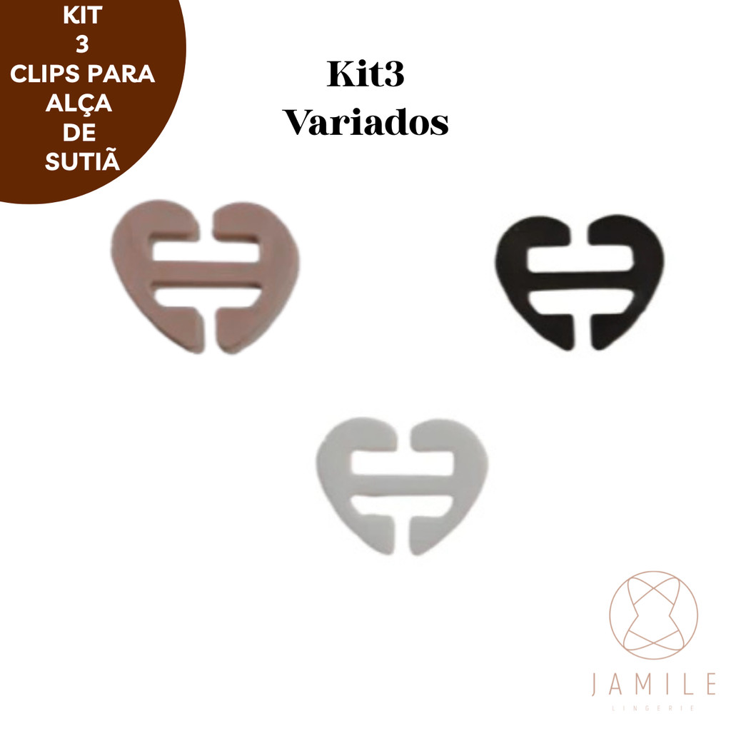 Kit3 Clip Unidor de Alças de Sutiã – Clips Modelo Coração Levanta Esconde e Ajusta no Corpo