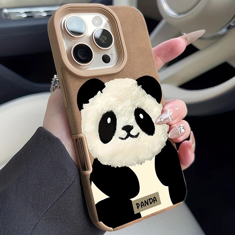 Panda Boneca Imitação De Couro Falso Caso Para iPhone 17 16 15 14 13 12 11 Pro Max Plus XS Capa Macia