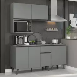 Armário De Cozinha Compacta 180 Cm Cinza Nice Madesa 02