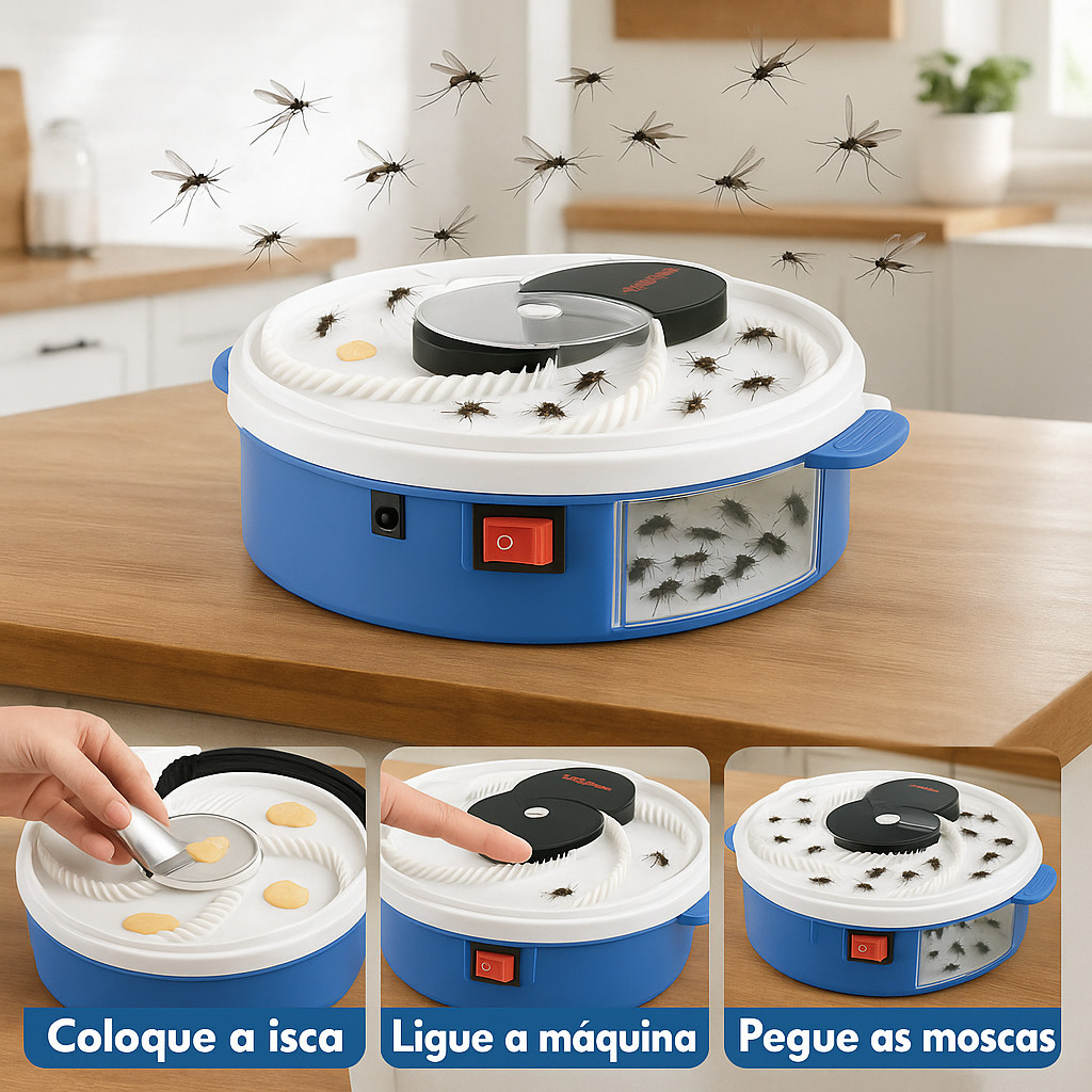 Armadilha Mosquito Mosca USB Bivolt Captura Silenciosa Isca LED Sucção Insetos Portatil Eficiente