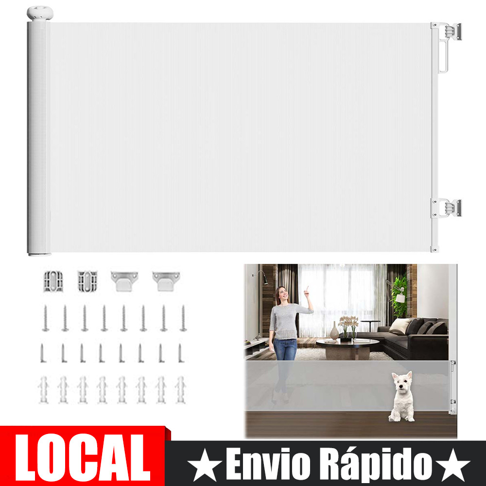 Barraca de porta retrátil para crianças, tenda Anti-animal de estimação, 1.5m, altura retrátil, 86cm, branco