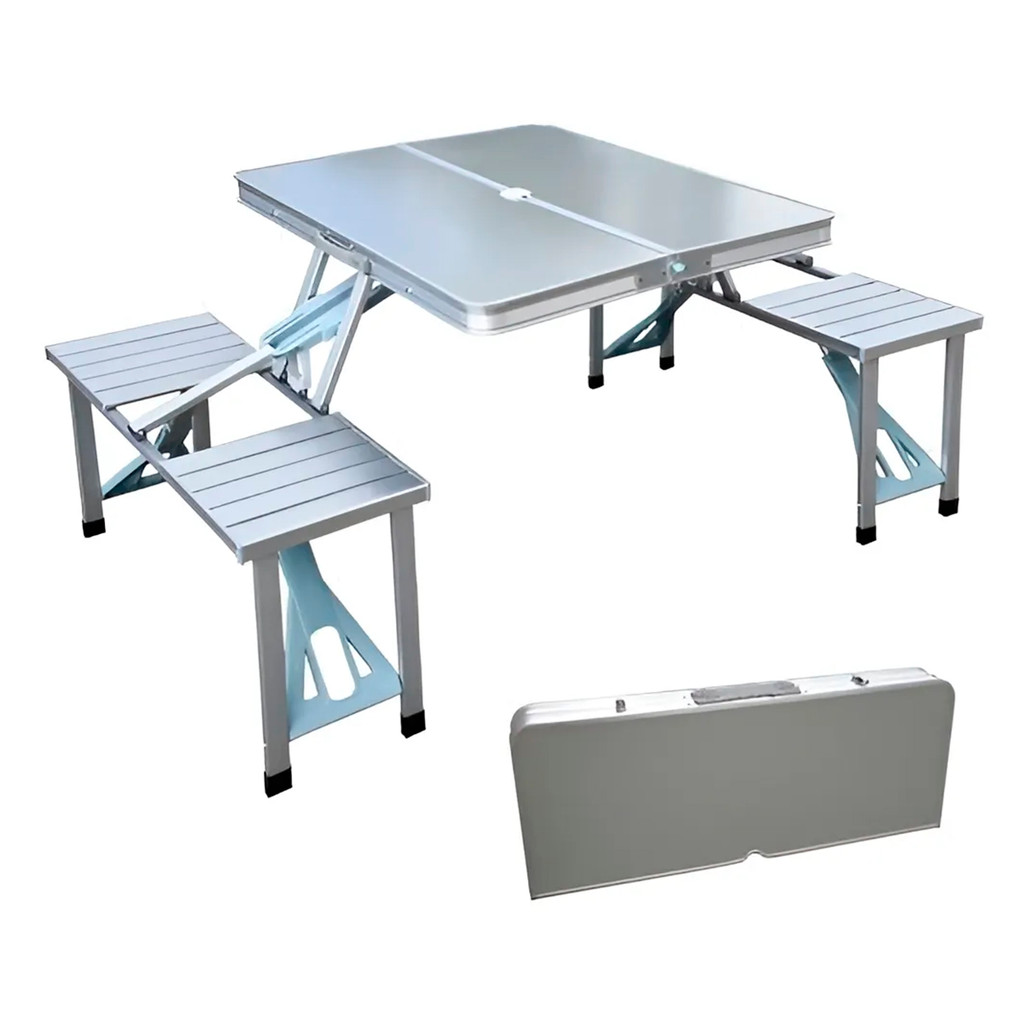 Mesa Dobrável Tipo Maleta com 4 Bancos – Titanium Platina