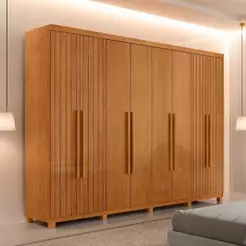 Guarda Roupa Casal Toronto 100% Mdf Moderna Mobília Naturalle Com Pés