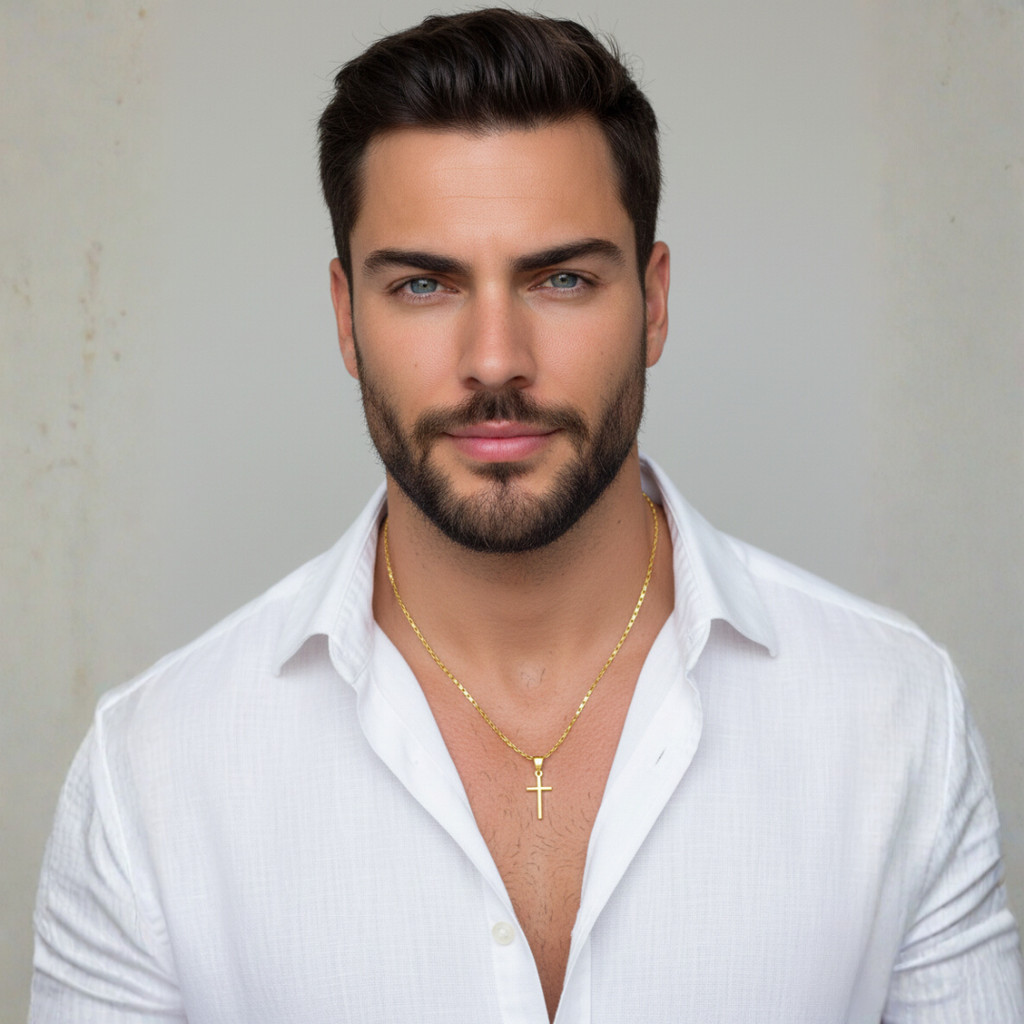 Corrente Com Pingente Cruz vazada banhada a ouro 18k  corrente com crucifixo em prata 925  colar masculino cruz moderno em Oferta na Shopee