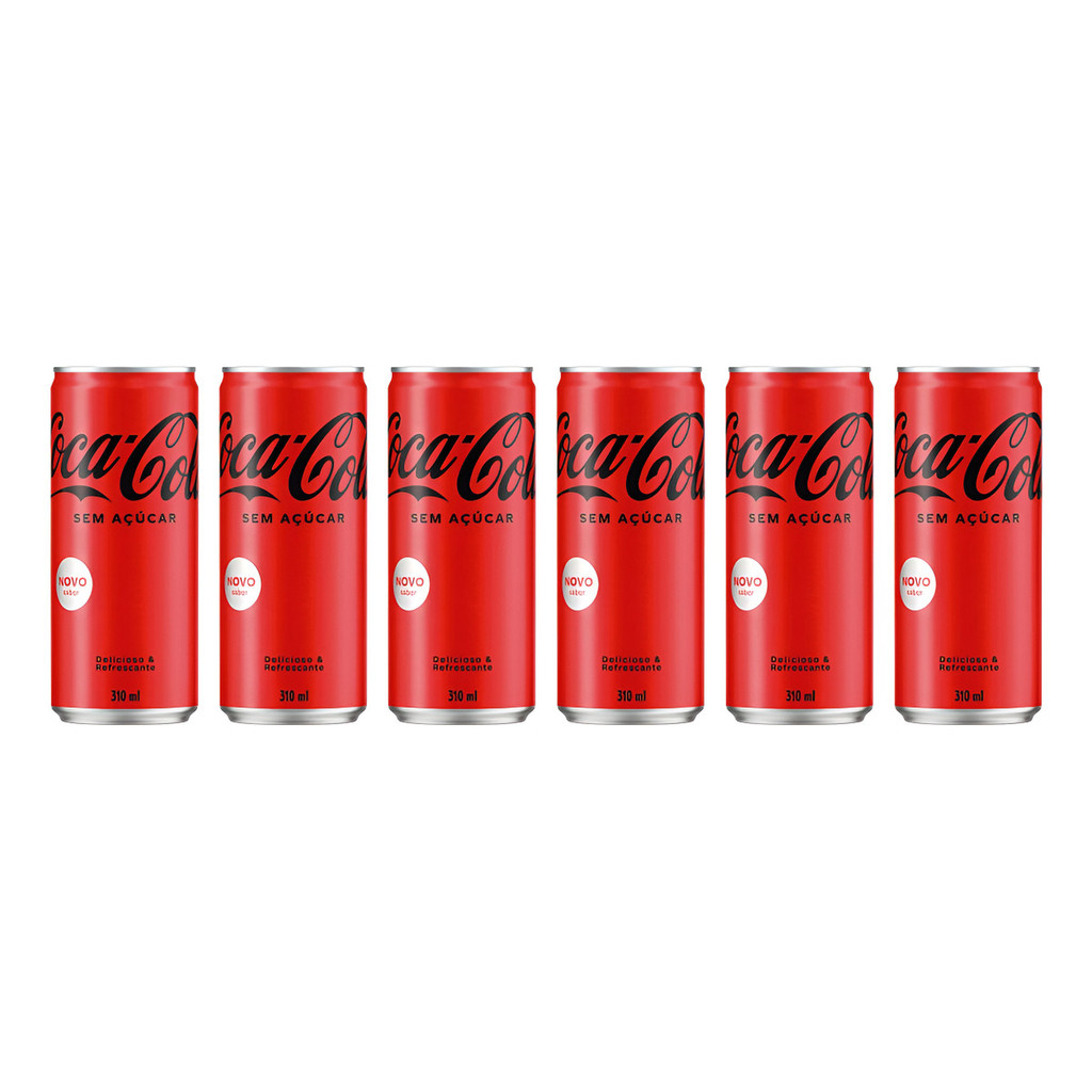 Kit C/6 Refrigerante Coca Cola Lata Sem Açúcar 310ml