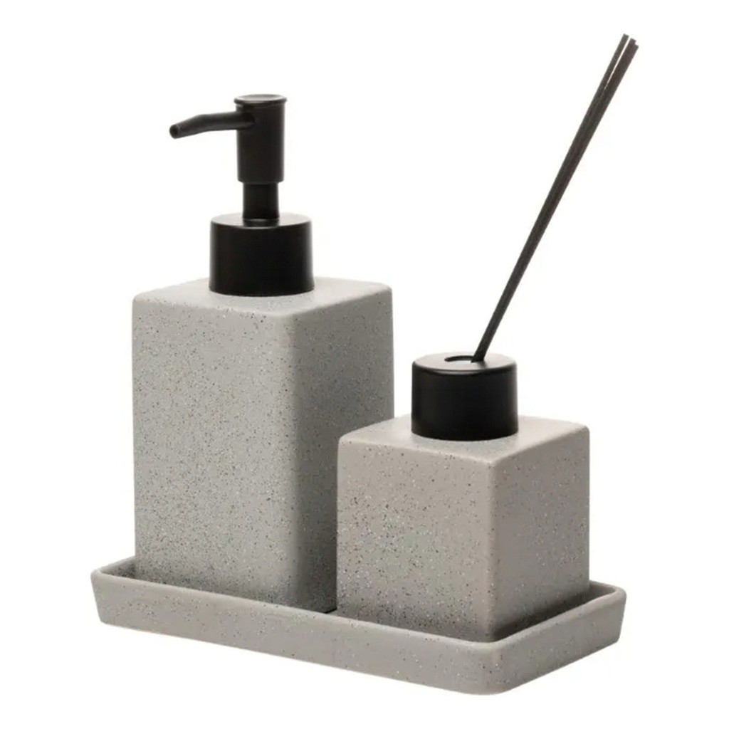 Kit Lavabo Banheiro + Difusor Aromatizador Lyor Granilite Kit 3 Peças Cerâmica " Envio Imediato "