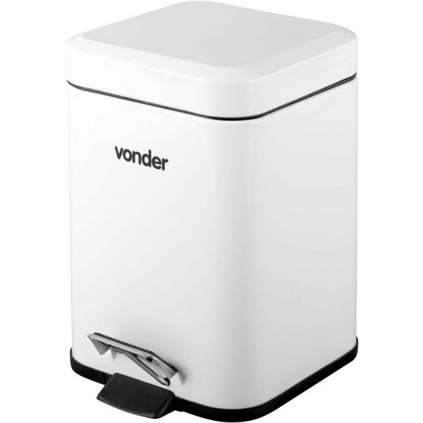 Lixeira Retangular Vonder 3 Litros Inox Cor Branca