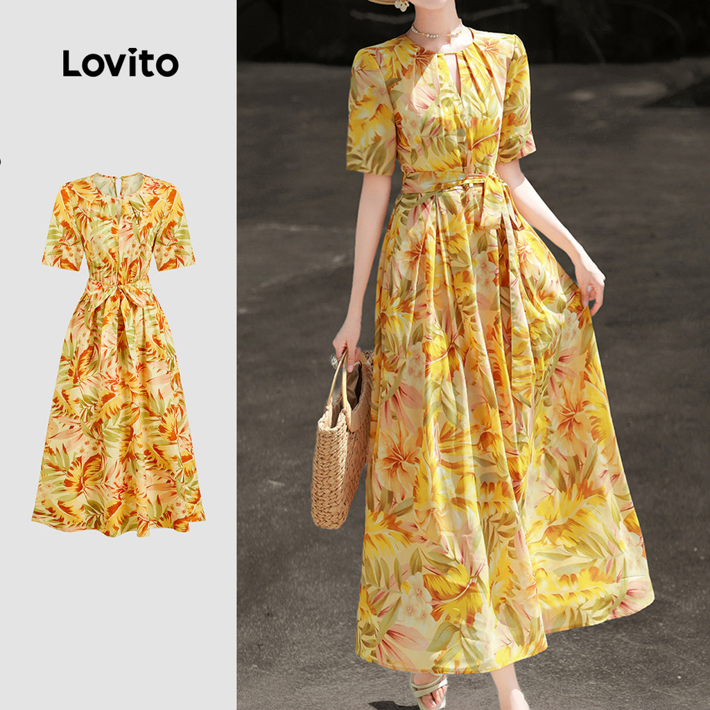 Lovito Vestido Boho Com Recortes Amarelo Claro Para Primavera/verão Feminino L149LD508 em Oferta na Shopee