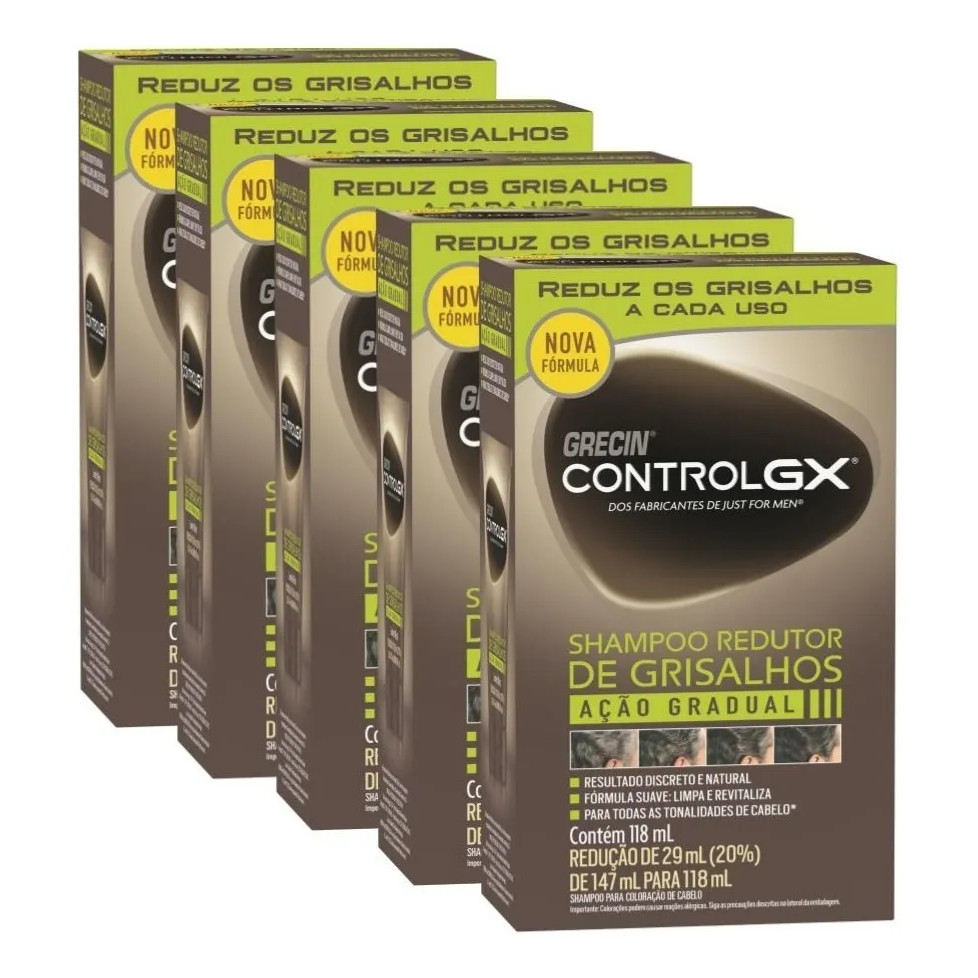 KIT C/5 SHAMPOO REDUTOR DE GRISALHOS CONTROL GX GRECIN em Oferta na Shopee
