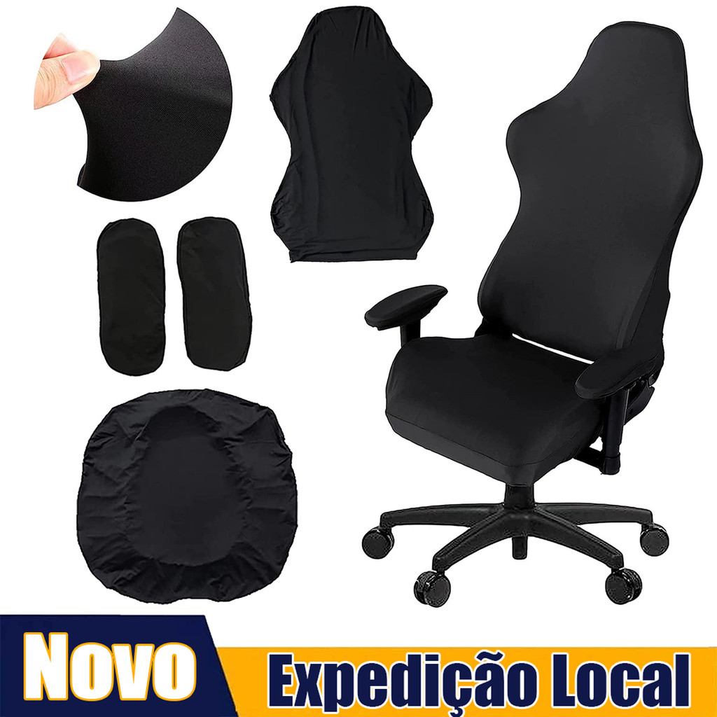 Capa para cadeira gamer de alta elasticidade, 4 peças, computador, à prova de poeira e antiincrustante, Capa protetora