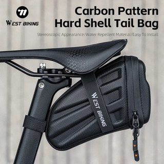 WEST BIKING Bolsa de selim para bicicleta, padrão de carbono EVA, bolsa traseira rígida, 1,8L, kit para bicicleta de mon