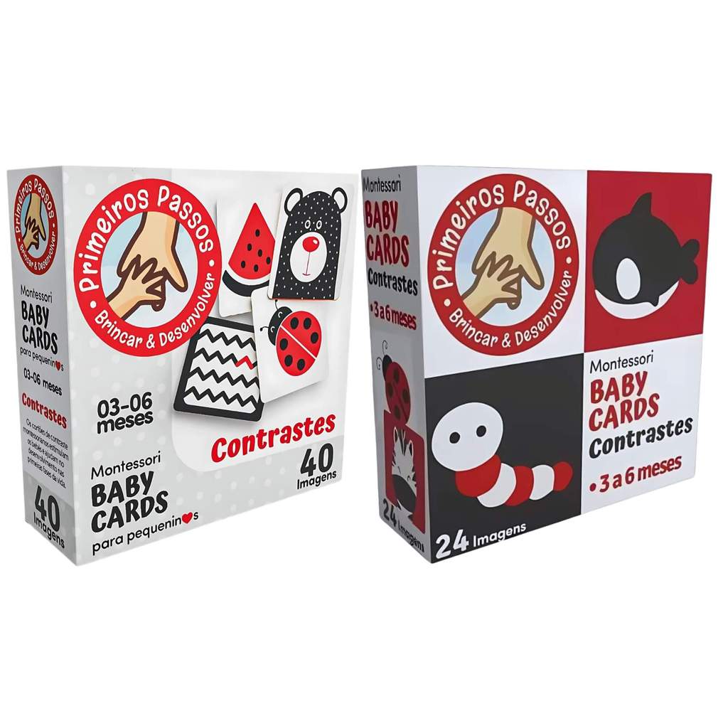 Kit 2 Jogos de Cartas 3–6 Meses – Baby Cards Montessori e Baby Cards Contraste Express