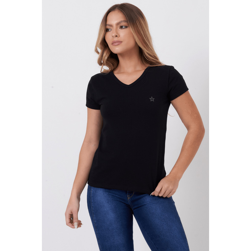 Detalhes do Kit 3 Camisetas Básicas Femininas Planet Girls Sortido