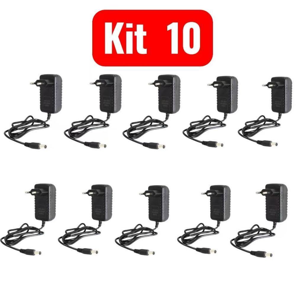 Kit 10 Fonte 3a 12v Estabilizada Chaveada Bivolt Cftv Fita Led-LC