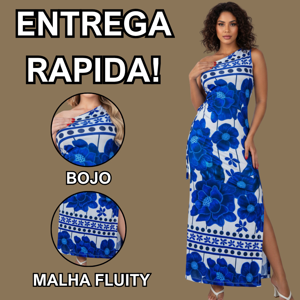 Vestido Longo Feminino Estilo Festa Babado e Fenda em Malha Premium Barzinho