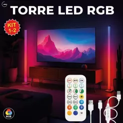 Luminária de Chão RGB LED 5050 1 ou 2 Torre Inteligente Controle 9.6W Barra Modo Música USB