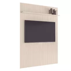 Painel para TV até 55 Polegadas Ripado com Prateleira Arbo 1,39x2,40m Off White EDN