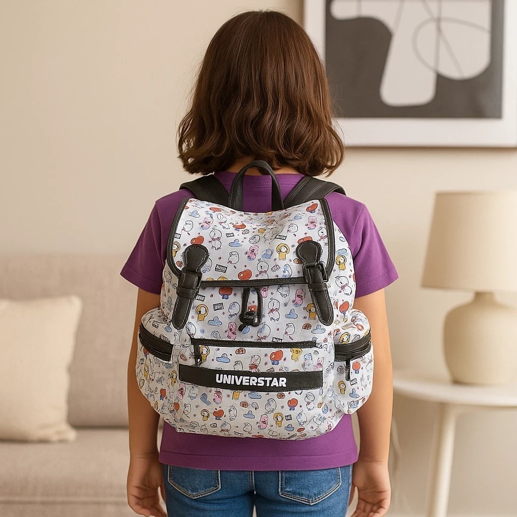 Mochila BT21 Personagens BTS uso diário Mochila Faculdade Escola Viagem Azul, Vermelho ou Branca