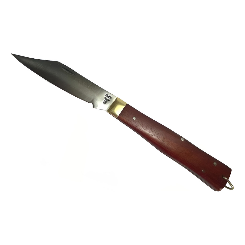 Canivete Churrasqueiro Com Bainha De Couro Inox Madeira 26cm